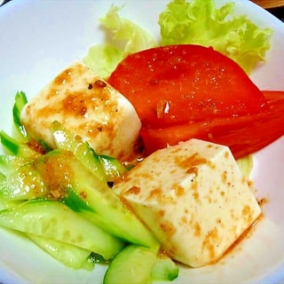豆腐とトマトのシンプル野菜サラダ